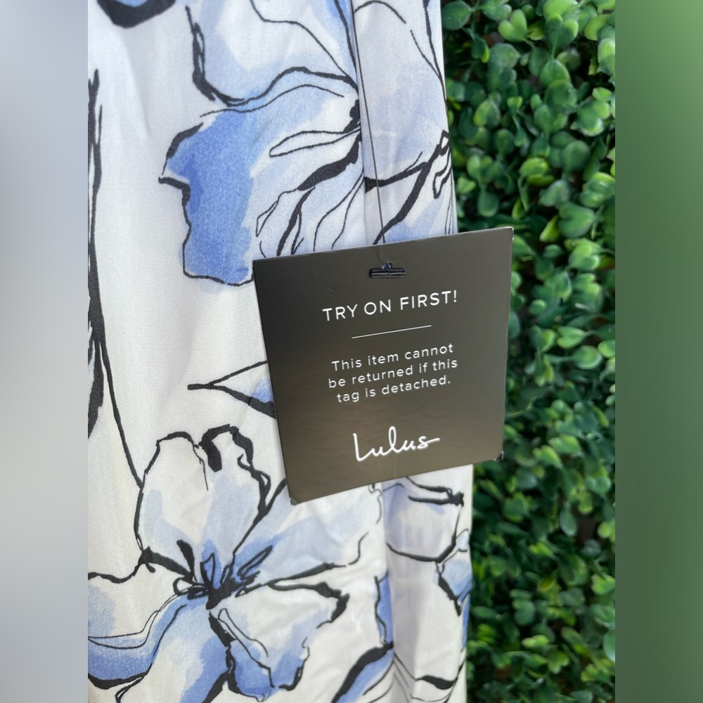 Lulus | True Masterpiece White Floral Print Satin Wide-Leg Jumpsuit - NWT - Picture 13 of 16